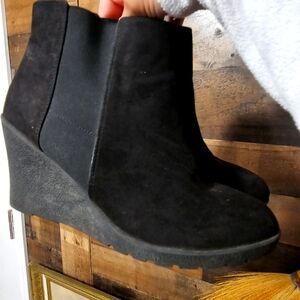 Women's Black Wedge Ankle Boots Booties